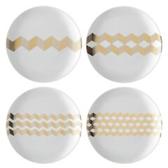 Набор из 4 блюдец Signature Chevron ?16cm, золото, LSA International, фото 
