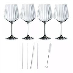 4 бокала Gin Tonic TASTES GOOD, 640 мл + 4 трубочки + 1 щетка для чистки , хрустальное стекло, Nachtmann, фото 