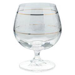 Набор из 6-ти бокалов для бренди Falco; декор Панто, 2 отводки платина, 250 мл, Crystal Bohemia, фото 