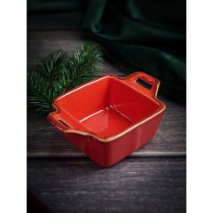 Соусник квадратный с 2-мя ручками 7х10 см h 4.2 см, Seasons Красный, Porland, фото 