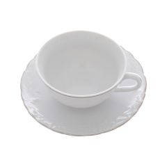 Набор из 6-ти чайных пар Rococo с платиновой полосой 220 мл, Repast, фото 