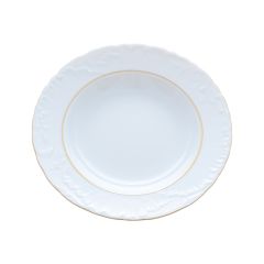 Набор из 6-ти глубоких тарелок 22,5 см Rococo с золотой полосой, Repast, фото 