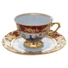 Набор из 6-ти кофейных пар мокко Охота красная 100 мл, серия Мария Тереза, Repast, фото 