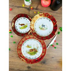 Набор  из 18-ти тарелок Охота красная, серия Мария Тереза, Repast, фото 