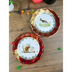 Набор из 6-ти тарелок Охота красная 19 см, серия Мария Тереза, Repast, фото 