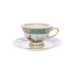 Набор из 6-ти кофейных пар Охота зеленая 220 мл, серия Мария Тереза, Repast, фото 