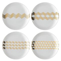 Набор из 4 блюдец Signature Chevron ?16cm, золото, LSA International, фото 