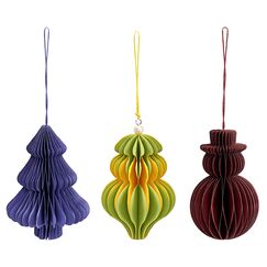 Набор елочных украшений из бумаги Honeycomb festive из коллекции New Year Essential, Tkano, фото 