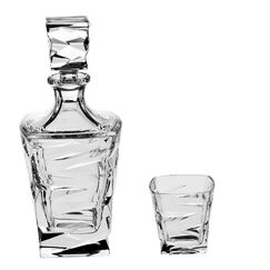 Набор для виски ZIG ZAG, 1 штоф 750 мл и 6 стаканов 300 мл, Crystal Bohemia, фото 