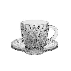 Набор для кофе Diamond  Mokko, 2 чашки и 2 блюдца, Crystal Bohemia, фото 