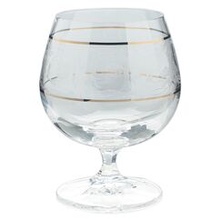 Набор из 6-ти бокалов для бренди Falco; декор Панто, 2 отводки платина, 250 мл, Crystal Bohemia, фото 