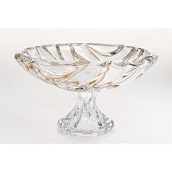 Салатник на ножке Bamboo 33,6 см; декор Золотые линии; стекло, Bohemia JIHLAVA, фото 