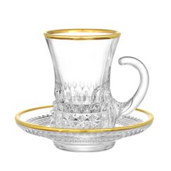 Набор для чая: 2 кружки 100 мл и 2 блюдца, серия Diamond Gold, Rogaska, фото 