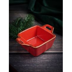 Соусник квадратный с 2-мя ручками 7х10 см h 4.2 см, Seasons Красный, Porland, фото 