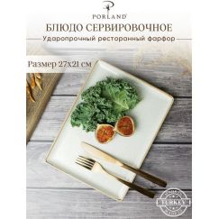 Блюдо прямоугольное 21х27 см, Seasons Бежевый, Porland, фото 