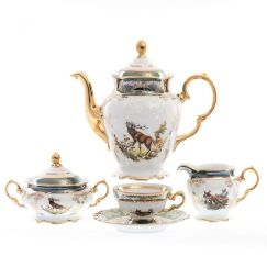 Тарелка плоская 25 см Rococo с золотой полосой, Repast, фото 