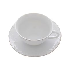 Набор из 6-ти чайных пар Rococo с платиновой полосой 220 мл, Repast, фото 