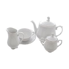 Чайный сервиз на 6 персон Rococo с платиновой полосой, 15 предметов, Repast, фото 