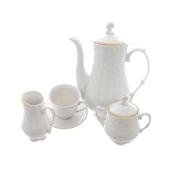 Кофейный сервиз на 6 персон Rococo с золотой полосой, 15 предметов, Repast, фото 