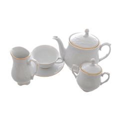 Чайный сервиз на 6 персон Rococo с золотой полосой, 15 предметов, Repast, фото 