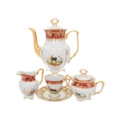 Кофейный сервиз на 6 персон Охота красная, серия Мария Тереза, 15 предметов, Repast, фото 
