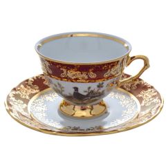 Набор из 6-ти кофейных пар мокко Охота красная 100 мл, серия Мария Тереза, Repast, фото 