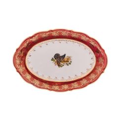Блюдо овальное Охота красная 38 см, серия Мария Тереза, Repast, фото 