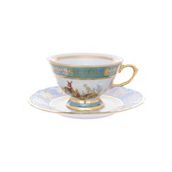 Набор из 6-ти кофейных пар Охота зеленая 220 мл, серия Мария Тереза, Repast, фото 