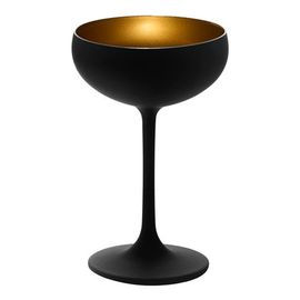 Набор из 6-ти бокалов-блюдец для шампанского Elements, 230 мл, D95 мм, H147 мм, черный/золотой, Stolzle, фото 