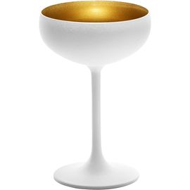 Набор из 6-ти бокалов-блюдец для шампанского Elements, 230 мл, D95 мм, H147 мм, белый/золотой, Stolzle, фото 