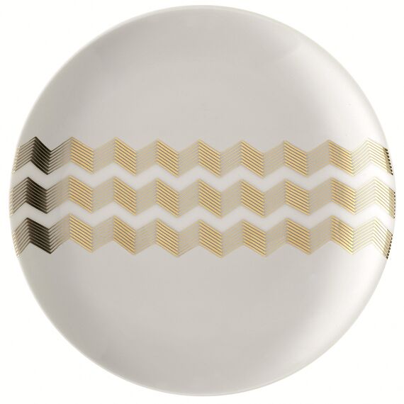 Набор из 4 блюдец Signature Chevron ?16cm, золото, LSA International, фото , изображение 6