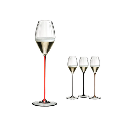 Бокал для шампанского High Performance Champagne Glass Red, красная ножка, 375 мл, 32.5 см, Riedel, фото , изображение 3