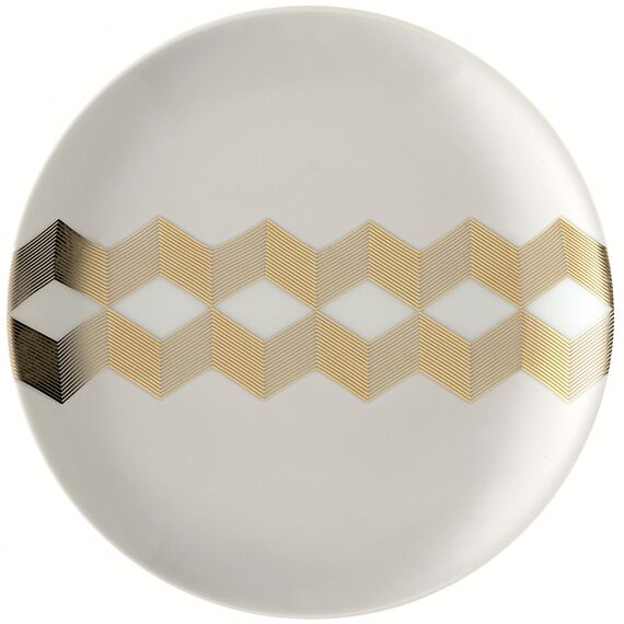 Набор из 4 блюдец Signature Chevron ?16cm, золото, LSA International, фото , изображение 5