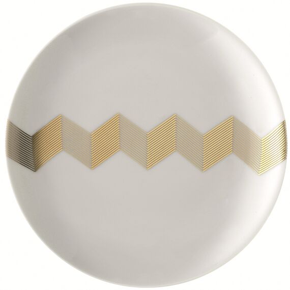 Набор из 4 блюдец Signature Chevron ?16cm, золото, LSA International, фото , изображение 4