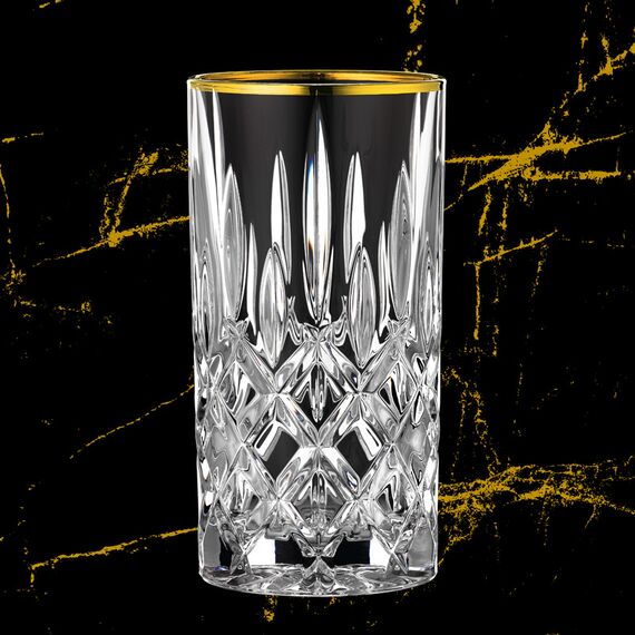 Набор высоких стаканов Noblesse GOLD, 375 мл, 2 шт, бессвинцовый хрусталь, золото 24к, Nachtmann, фото , изображение 2
