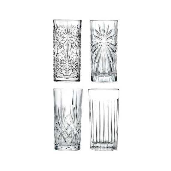 Набор из 4-х стаканов для воды RCR set Mixology 368 мл, H150 мм, хрустальное стекло, Италия, фото 