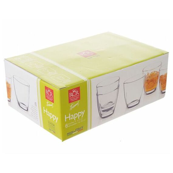 Набор из 6-ти стаканов RCR Happy 310 мл, H93 мм, стекло, Италия, фото , изображение 4