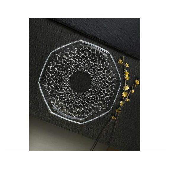 Блюдо круглое RCR ARABESQUE D30 см, H2,4 см, хрустальное стекло, Италия, фото , изображение 4