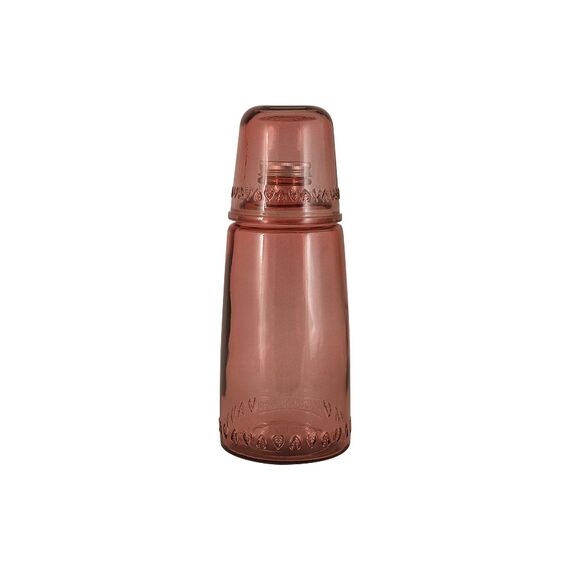 Бутылка для воды 1л со стаканом 0,22 л Natural  Water, розовые, SAN MIGUEL, фото 