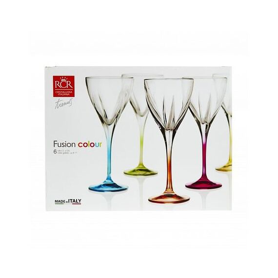 Набор из 6-ти бокалов для вина RCR Fusion Color 250 мл, D87 мм, H210 мм, хрустальное стекло, Италия, фото , изображение 4
