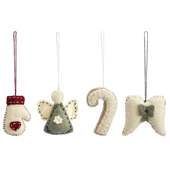 Набор елочных украшений из фетра Felts mood из коллекции New Year Essential, Tkano, фото 