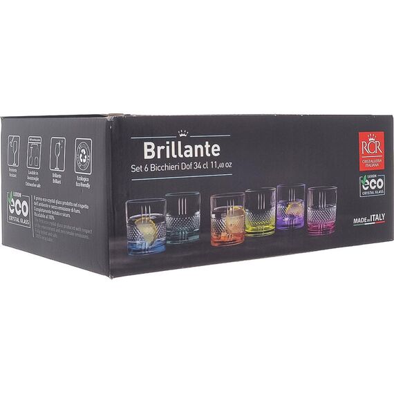 Набор из 6-ти стаканов для виски RCR Brillante Color 340мл, хрустальное стекло, Италия, фото , изображение 4