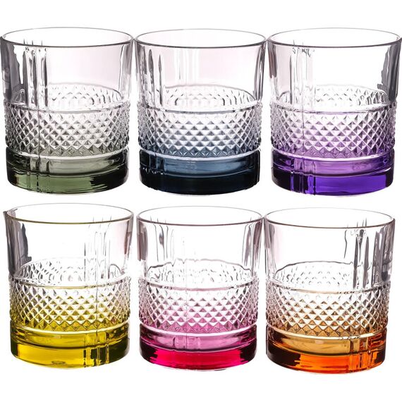 Набор из 6-ти стаканов для виски RCR Brillante Color 340мл, хрустальное стекло, Италия, фото 