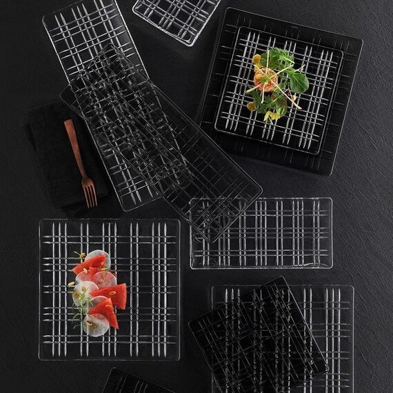 SQUARE - Блюдо прямоугольное 28 см серое бессвинцовый хрусталь, фото , изображение 3