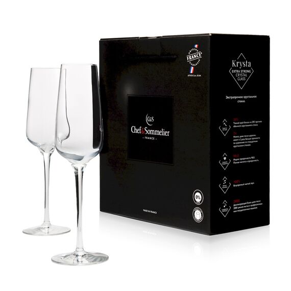 Набор бокалов-флюте Sublym, 2 шт, 210 мл, D60 мм, H240 мм, Chef&Sommelier, фото 