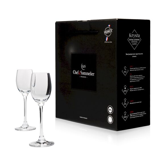 Набор рюмок Spirits, 2 шт, 70 мл, D56 мм, H158 мм, хрустальное стекло, Chef&Sommelier, фото 