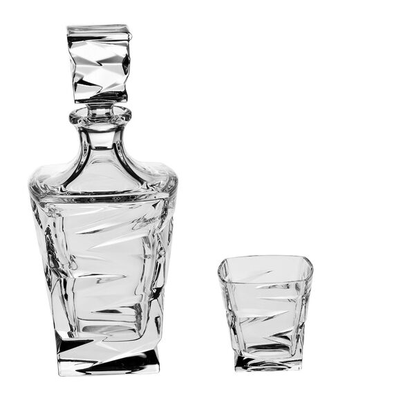Набор для виски ZIG ZAG, 1 штоф 750 мл и 6 стаканов 300 мл, Crystal Bohemia, фото 