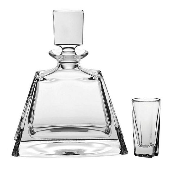 Набор для ликера Kathrene: 1 штоф 700 мл, низкий и 6 рюмок 50 мл, Crystal Bohemia, фото 