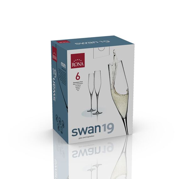 Набор из 6-ти бокалов для шампанского, серия Swan, 190 мл, Rona, фото , изображение 2