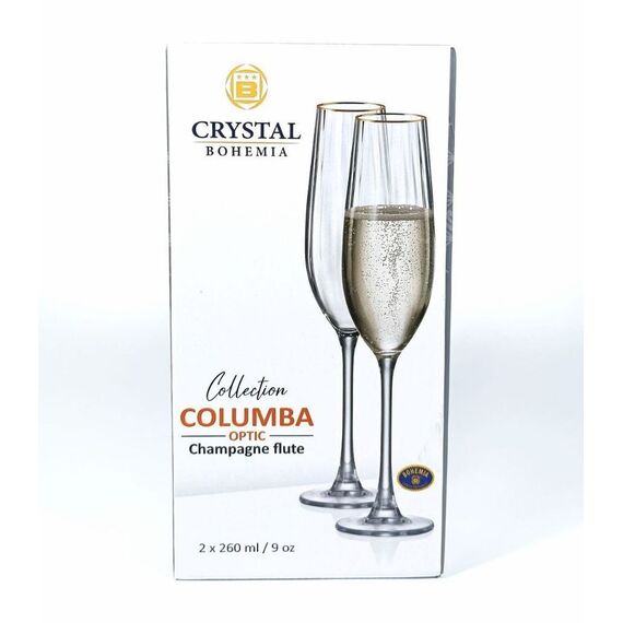 Набор из 2-х бокалов для шампанского Columbia optic; декор Отводка золото, 260 мл, Crystal Bohemia, фото , изображение 2